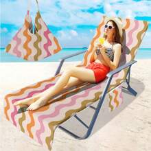 1pc Striped Super Fine Fiber Beach Chair Cover, Water Absorbent Beach Chair Tote Bag, Casual Vacation Sunbed Lounger Cover For Beach, Garden, HotelTravel Essentials Travel Accessories Beach Essentials