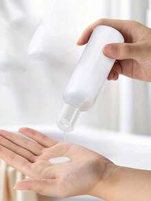 5 chai nhựa trong suốt 6,7oz có thể nạp lại với nắp đĩa màu đen, chai nhựa trong suốt có nắp lật có nắp đĩa, hộp đựng du lịch chai nhỏ chống rò rỉ có nắp lật màu đen đựng đồ vệ sinh cá nhân, dầu gội, kem dưỡng da, dầu xả, mỹ phẩm du lịch, du lịch tại nhà, màu trắng - trắng - Xem 3