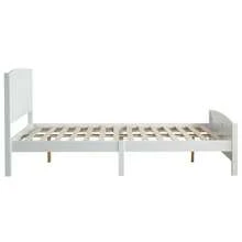 Modern Twin Full Queen Size  Bed Frame With  Slat Headboard White Gray - White - Twin - View 5