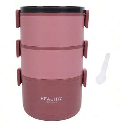 Fiambrera de 3 capas con cuchara