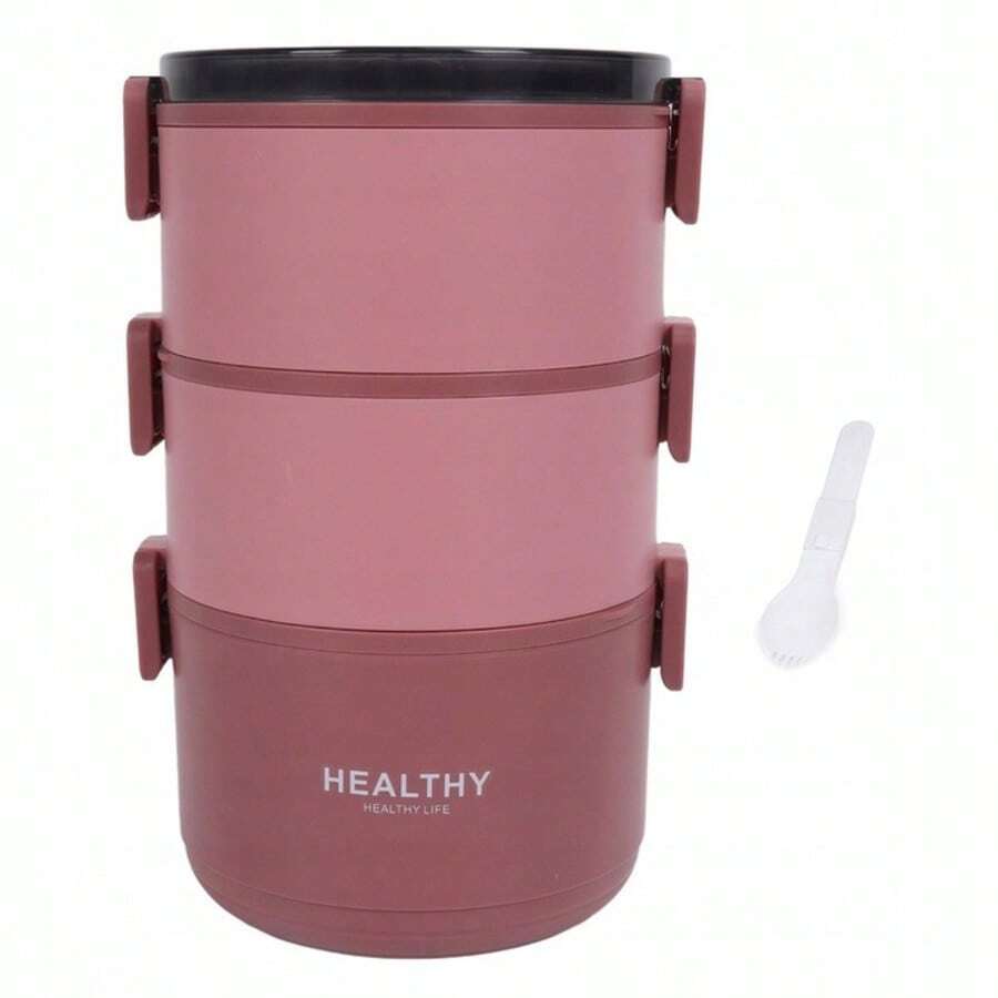 Fiambrera de 3 capas con cuchara