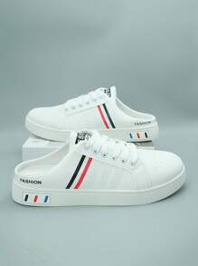 Pantuflas casuales para hombres, deslizadores con parte superior transpirable y de puntera cerrada, zuecos tipo mula sin talón, chanclas informales con estampado de letras y formas geométricas mixtas, adecuadas para otoño/invierno, zapatillas ligeras adecuadas para uso casual, al aire libre, fiestas, vacaciones y uso diario