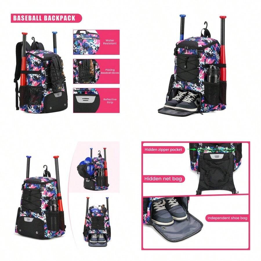 AI EN JIU Softball Bag Baseball Bat Bag For Youth Girls Adult Lightweight B... - as pic - View 1
