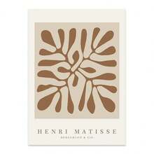 1pc Gift Modern Boho Abstract Matisse Beige White Line Wall Arts Posters Minimalist Canvas Paintings Print For Living Room Interior Home Optional Frame ,Wall Art With Frame - Multicolor - View 29