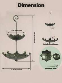 1个复古伞形金属喂鸟器 - 10英寸，户外悬挂式鸟浴盆兼食碗，喂鸟器，适用于户外花园、露台、后院，秋季装饰，花园装饰，喂鸟，吸引野生动物，生日、万圣节、感恩节、圣诞节装饰，送给爱鸟人士的礼物 - 彩色 - 查看 14