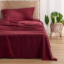 Bedsure Queen Sheet Set, Cooling Sheets For Queen Size Bed Set, Rayon Derived From Bamboo, Breathable & Soft Deep Pocket Up To 16 Inches, Hotel Luxury Silky Bedding, Bedsheet & Pillowcases, Dark Grey - 15. 勃根地 - 查看 3