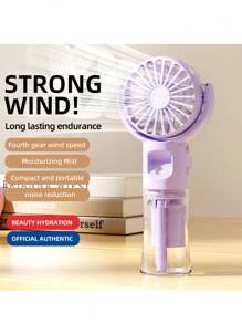 Portable Fan With Mist Humidifier, Mini USB Rechargeable Handheld Fan With Water Spray, 800mAh Battery Desk Fan, Lightweight Handheld Fan - Suitable For Office, Outdoor, Travel And Camping - Stay Cool Anytime! Refreshing Comfort For Indoor And Outdoor Travel, Essential For Summer, Beach Vacation, Back To School, Gifts, Holiday Essentials