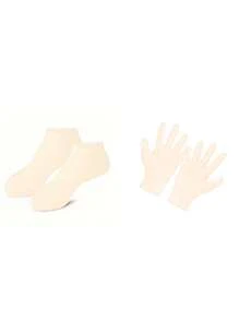 2 paires Ensemble de chaussettes et gants en silicone pour le rajeunissement des mains et des pieds. Gants et couvre-pieds pour favoriser l'absorption des lotions pour le corps