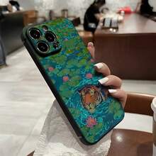 Tiger In Serene Water Themed Phone Case Designed With Vibrant Artistic Patterns Compatible With IPhone 16 15 14 13 12 And 11 Pro Models And Made Of TPU Protective Material Ideal Choice For Family Friends Young People Birthdays Holidays Boyfriends Girlfriends And Valentine's Day Gifts - 黑色 - 查看 1