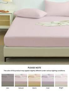 1 pieza Sábana ajustada de unicolor, protector de colchón, funda de colchón para cama, sábana de bolsillo profundo, suave y transpirable, para cama de todos los tamaños - Twin, Full, King, Queen, para ropa de cama del hogar y artículos esenciales para dormitorio escolar