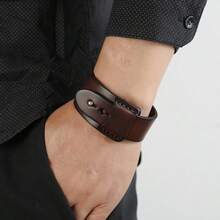 1 chiếc vòng tay da cổ điển, vòng tay da Punk Unisex, vòng tay quấn có thể điều chỉnh, quà tặng cho nam/nữ, quà tặng Lễ Tạ ơn - Nhiều màu - Xem 1