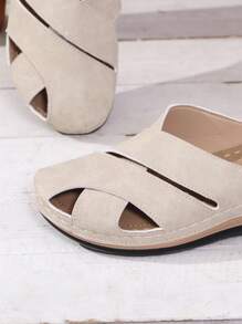 Women's Retro Summer Platform Wedge Sandals, Fashion Versatile Indoor Outdoor Casual Soft Sole Breathable Beige Beach Shoes