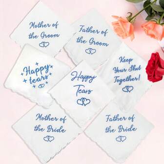 1 Pc Wedding Embroidered Handkerchief For Weddding Day Engagement Bridal Shower Bachelorette Hen Party Gift Present