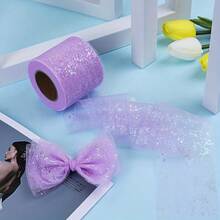 Shimmery Tulle Ribbon - 2.4 Inches/6.1cm Width, 5 Yards/4.57m Roll, Suitable For DIY Ballet Tutus, Wedding Decorations, Bow Headbands, And Tulle Netting - Multicolor - View 7