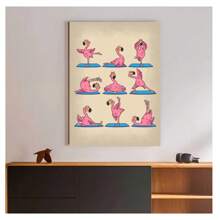 1pc Frameless Yoga Cartoon Cute Animal Rabbit Dog Elephant Art Posters Vintage Painting Printing Wall Arts Modern Minimalist Club Gym Living Room Bedroom Dormitory Wall Decoration Home Wall Decoration Aesthetics Daycare Children's Room Kawaii Pictutor ,Wall Art With Frame
