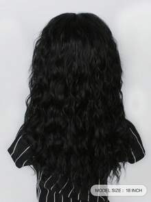 18英寸男士70、80年代摇滚风格假发，合成朋克风格长卷发纤维假发，适合角色扮演、服装派对等场合佩戴 - 黑色 - 查看 5