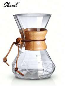 shoxil 1 件套手冲咖啡机、咖啡壶、咖啡水壶、硼硅酸盐玻璃咖啡壶、现代木质领口玻璃咖啡壶