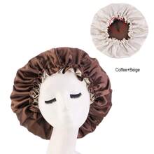 1pc Double Layer Soft Adjustable Shower Cap, Reusable Hair Care Head Wrap For Women Home Bathroom Decor Summer Back To School