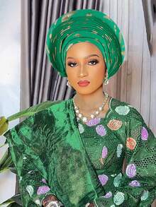 尼日利亚头带婚礼派对头饰优雅非洲头带头巾成品女士自动发带女式头巾