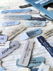 1 Pack 50pcs Natural Texture Retro English Phrase Stickers For DIY Scrapbooking,School Supplies,Back To School - one-size - View 6