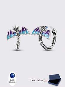 925 Sterling Silver Women's Hoop Earrings, Elegant Dragon & Snake Bone Pattern Enamel Shiny Cubic Zirconia Inlaid, Luxury Jewelry Gift For Women, Suitable For Daily, Party And Banquet