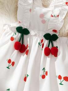 Dog Dress With 3D Digital Printed Kittens, Puppies And Cherries