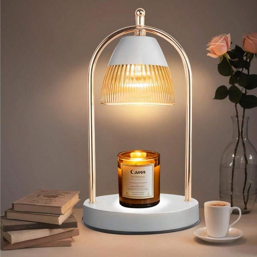 GEEZO Fragrance Candle Warmer Lamp,Electric Candle Warmer With Timer & Dimmer,Mom Christmas Birthday Gifts For Women, House Warming Gifts New Home Bedroom Decor - White 03 - View 1