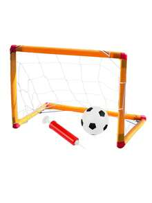 便携式充气可拆卸迷你儿童足球门，坚固的户外足球网设计，适合男孩在后院练习玩耍 - 包括玩具足球 - 彩色 - 查看 11
