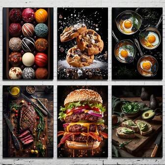 1 pieza/3 piezas Obras de arte de pared sin marco/con marco Póster de arte moderno de alimentos Póster de chocolate, aguacate, galletas Impresión en lienzo Decoración de pared Pintura colgante Decoración del hogar