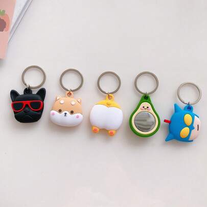 Étui de protection anti-perte compatible avec Airtag, lunettes 3D, Bouledogue, Shiba Inu, Cul de Corgi, Avocat, en silicone dynamique compatible avec le traceur Airtag Apple, porte-clés
