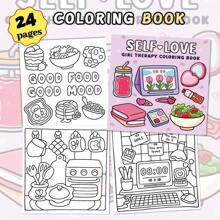 [Hand-Painted Essential] Healing Art Painting & Coloring Book, Beginner Tracing For Stress Relief, Simple & Oversized Relaxing Design With Cute Characters, Thick & Non-Transparent, Safe & , Graduation & Back To School Gift, The Pattern Is Exquisite And The Lines Are Clear, Picture Book, Back To School, School Supplies (Please Order Painting Pad And Coloring Book Separately)