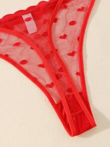 3 Stücke Damen sexy einfarbige süße romantische französische reife charmante elegante Strick-Mesh-Spitzen-Panty-Triangel-String, Frühling/Sommer/Herbst