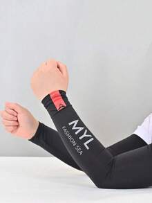 1pc Anti-UV Ice Sleeve, Oversized Arm Sleeve Protector, Long Solid Color, Outdoor Driving, Summer Chiffon - Multicolor - View 2