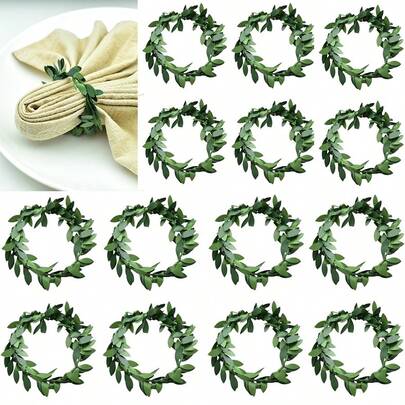 100 قطعة، 60 قطعة، 48 قطعة، 24 قطعة، 12 قطعة، 6 قطع ، حلقات مناديل الموائد المقلدة من الخوص للزفاف كديكور طاولة رقيق بكميات كبيرة