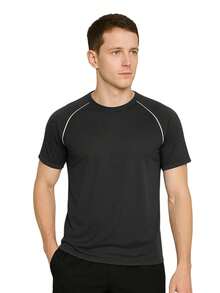 Kit With 3 T-Shirts Dry Fit Shirts Plain Black-White Gray Men's Short Sleeve - Casual - Training - Gym - Sports - Exercises - Running-Party - màu đen - Xem 3