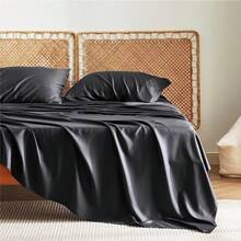 Bedsure Queen Sheet Set, Cooling Sheets For Queen Size Bed Set, Rayon Derived From Bamboo, Breathable & Soft Deep Pocket Up To 16 Inches, Hotel Luxury Silky Bedding, Bedsheet & Pillowcases, Dark Grey - 09 - 黑色 - 查看 2