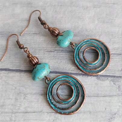 Bohemian Vintage Hollow Spiral Pendant Earrings, Women's Party Jewelry Gift