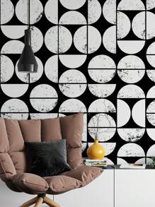 Scandinavian Style Abstract Self Adhesive Wallpaper Mid Century Modern Minimalist Black And White Removable Peel And Stick Wallpaper Boho Wall Decor Geometrical Minimalistic Peel And Stick Or Pre-Pasted Mural Wall Paper Wall Stickers Room Decor Wall Sticker