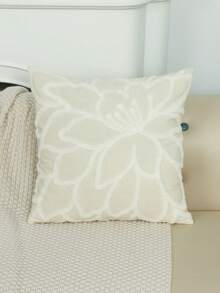 1pc Flower Embroidered Cushion Cover Without Filler - White - View 12