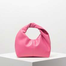Stylish Twist Square Bag, Solid Color Top Clutch Bag, Simple And Versatile Commut