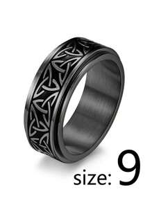 1 szt. Czarny pierścień ze stali tytanowej, europejski i amerykański celtycki Triquetra obrotowy, pierścień dekompresyjny