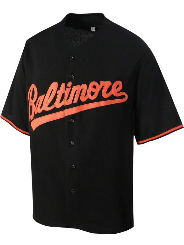Atonmore Men's Classic 8 Number Baseball Jacket, Black, Button Front, Embroidered Sports Uniform Jacket