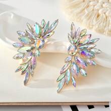 1 par de llamativos y lujosos pendientes con forma de ala de cristal de colores para mujeres