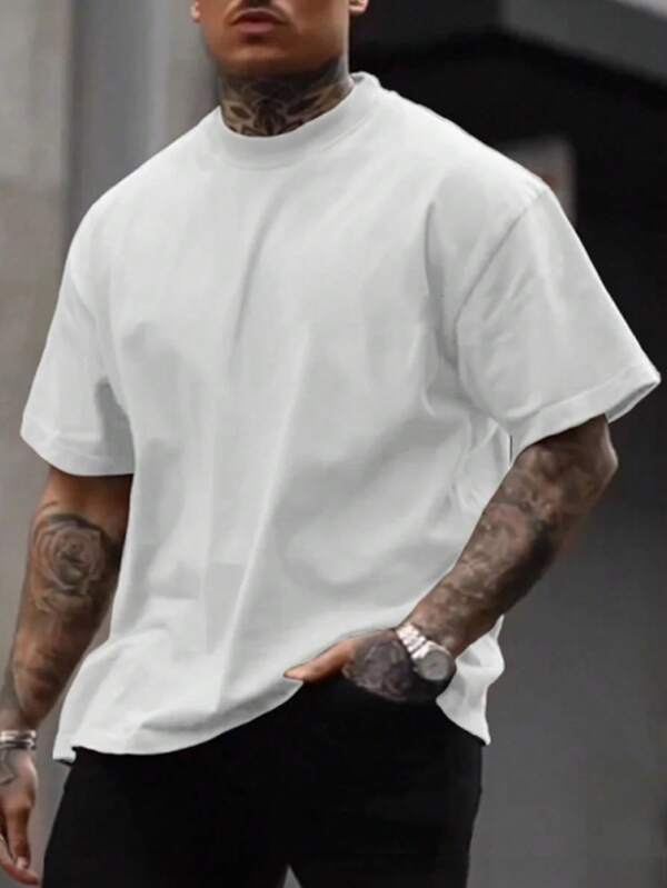 Tricou bărbătesc casual, sport, culoare solidă, cu guler rotund, mânecă scurtă