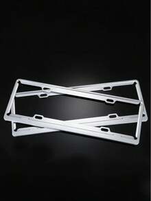 1 Pair Stainless Steel License Plate Frame, Weatherproof License Plate Holder, Fit All Vehicles - Multicolor - View 2