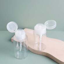 3 件指甲油卸妆瓶分配器气压泵分配器，指甲泵分配瓶，塑料透明液体瓶容器用于卸妆旅行按压式独立瓶外出便携式化妆品卸妆液储存化妆水乳液空瓶套装