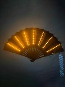 Abanico plegable grande con luces LED para fiesta, regalo, espectáculo, boda, cumpleaños, decoración del hogar, discoteca, accesorios fluorescentes, cosplay, que brilla en la oscuridad (sin batería)