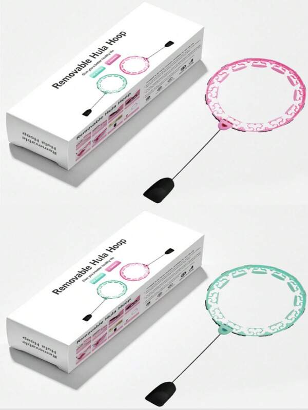 1 pieza Aro de ejercicio desmontable con peso para adultos, para pérdida de peso y acondicionamiento físico, ajuste infinito talla grande, anillos desmontables y bola hueca DIY, para ejercicios de Pilates al aire libre, adecuado para mujeres y principiantes (rosa, verde)