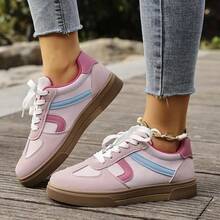 Baskets blanches pour femmes, printemps/automne, style coréen, étudiant, polyvalent, casual, , baskets en canevas - Rose bonbon - Voir 1