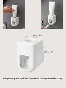 2-4杯牙刷架套装，创意壁挂式浴室收纳架，带牙膏分配器。杯子颜色随机（灰色、蓝色、紫色、粉色、黄色），可能与图片不符。适合作为毕业礼物、单身派对礼物、伴娘礼物、父亲节礼物、万圣节装饰。 - 白色 - 查看 2